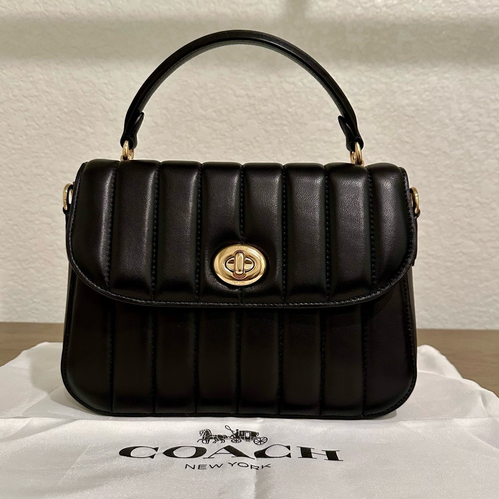 NWT Coach Marlie Top Handle Satchel Bag - Black Lined